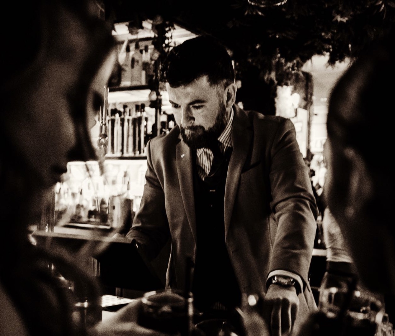 Nick behind the bar on a Saturday night