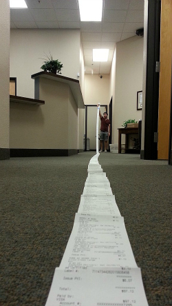 A very long till receipt